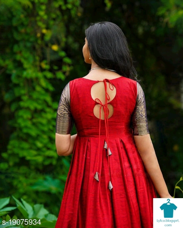 Product Name: *Beautifull jaquard  and viewing fabric floor touch maroon color gown  *Fabric: Banarasi SilkSleeve Length: Short SleevesPattern: Zari WovenMultipack: 1 - L