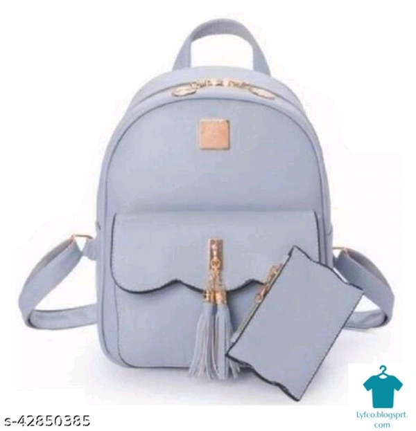 Product Name: *Gorgeous Alluring Women Backpacks*Material: PUNo. of Compartments: 1Pattern: SolidMultipack: 1 - Free size