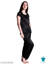 Product Name: *Nightdoll Maroon Satin Nightwear Night Suit Top & Pajama Set*Top Fabric: SatinBottom Fabric: SatinTop Type: Regular TopBottom Type: PyjamasSleeve Length: Short SleevesPattern: SolidMultipack: 1 - XL