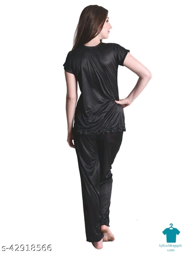 Product Name: *Nightdoll Maroon Satin Nightwear Night Suit Top & Pajama Set*Top Fabric: SatinBottom Fabric: SatinTop Type: Regular TopBottom Type: PyjamasSleeve Length: Short SleevesPattern: SolidMultipack: 1 - XXL