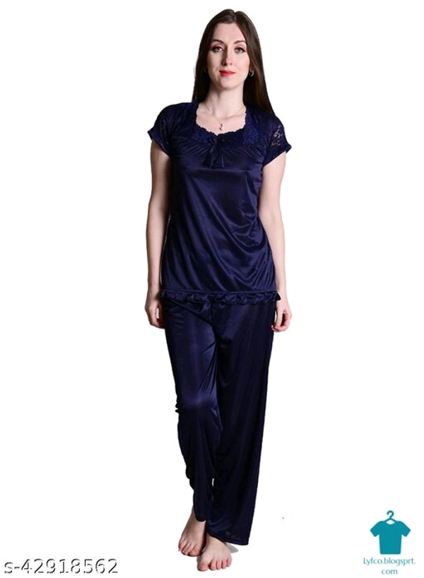 Product Name: *Nightdoll Maroon Satin Nightwear Night Suit Top & Pajama Set*Top Fabric: SatinBottom Fabric: SatinTop Type: Regular TopBottom Type: PyjamasSleeve Length: Short SleevesPattern: SolidMultipack: 1 - M