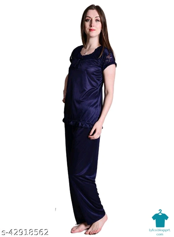 Product Name: *Nightdoll Maroon Satin Nightwear Night Suit Top & Pajama Set*Top Fabric: SatinBottom Fabric: SatinTop Type: Regular TopBottom Type: PyjamasSleeve Length: Short SleevesPattern: SolidMultipack: 1 - M