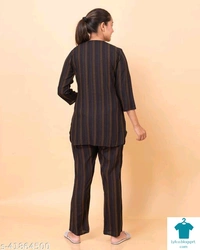 Product Name: *Night Suits For Women And Girls*Top Fabric: RayonBottom Fabric: RayonTop Type: Regular TopBottom Type: PyjamasSleeve Length: Three-Quarter SleevesPattern: PrintedMultipack: 1 - M