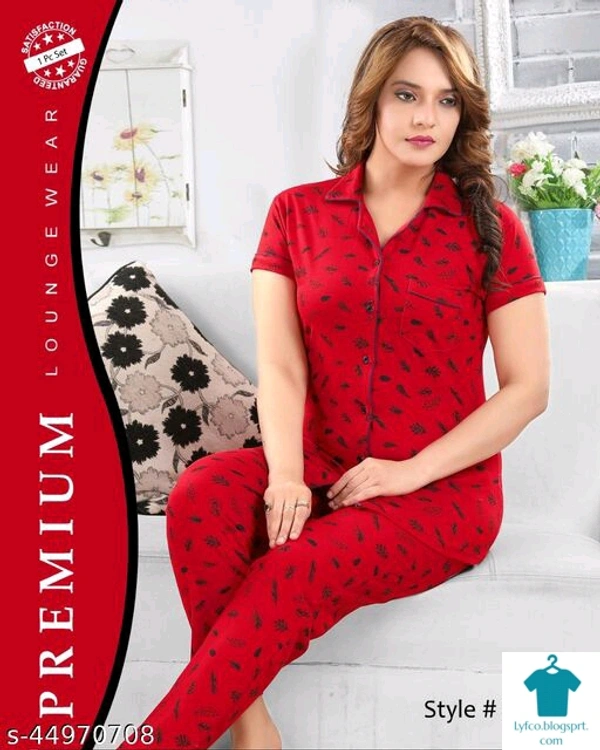 Inaaya Adorable Women NightsuitsTop Fabric: PolycottonBottom Fabric: PolycottonTop Type: TshirtBottom Type: PyjamasSleeve Length: Short SleevesPattern: PrintedMultipack: 1 - XXL