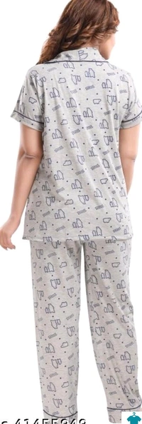 Product Name: *WOMENOIRE Women's Cotton Printed Night Suits Set*Top Fabric: CottonBottom Fabric: CottonTop Type: ShirtBottom Type: PyjamasSleeve Length: Short SleevesPattern: PrintedMultipack: 1 - L