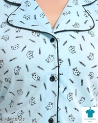 Product Name: *WOMENOIRE Women's Cotton Printed Night Suits Set*Top Fabric: CottonBottom Fabric: CottonTop Type: ShirtBottom Type: PyjamasSleeve Length: Short SleevesPattern: PrintedMultipack: 1 - XL