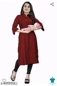 Catalog Name:*Charvi Graceful Kurtis*Fabric: RayonBottom Type: LeggingsSleeve Length: Three-Quarter SleevesStitch Type: StitchedFit/ Shape: MaternityPattern: SolidCombo of: Single - Maroon