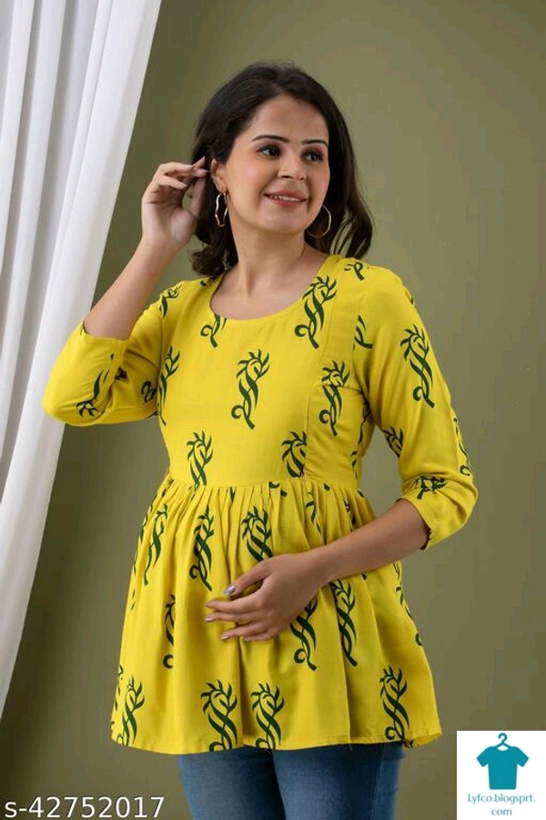 Catalog Name:*Stylus Women Tops & Tunics*Fabric: RayonSleeve Length: Three-Quarter SleevesPattern: Product DependentMultipack: 1 - colour- Black