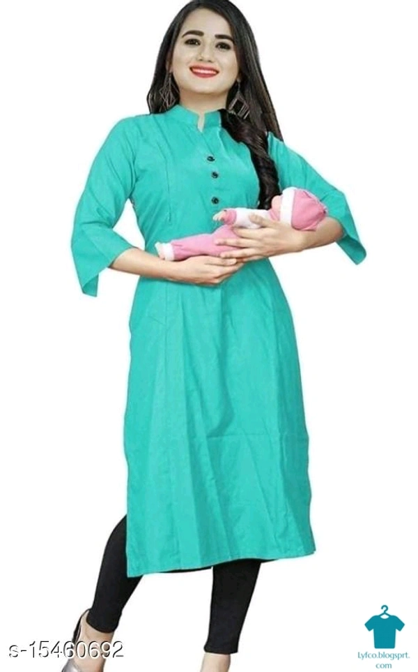 Catalog Name:*Comfy Fashionable Women Maternity Feeding Dresses*Fabric: RayonBottomwear Fabric: No BottomwearBottom Type: LeggingsSleeve Length: Three-Quarter SleevesStitch Type: StitchedFit/ Shape: MaternityPattern: SolidCombo of: Single - Turquoise colour
