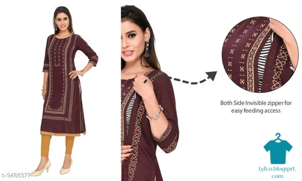 Catalog Name:*Chitrarekha Attractive Maternity and Feeding Kurtis*Fabric: CottonBottomwear Fabric: No BottomwearBottom Type: No BottomwearSleeve Length: Three-Quarter SleevesStitch Type: StitchedFit/ Shape: A-linePattern: PrintedCombo of: Single - L