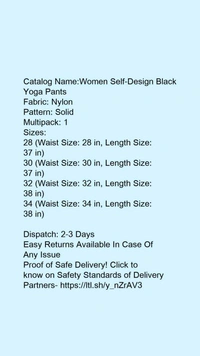 Catalog Name:*Women Self-Design Black Yoga Pants*Fabric: NylonPattern: SolidMultipack: 1 - 40