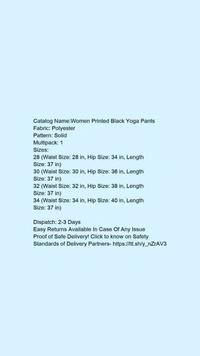 Catalog Name:*Women Printed Black Yoga Pants*Fabric: PolyesterPattern: SolidMultipack: 1 - 36