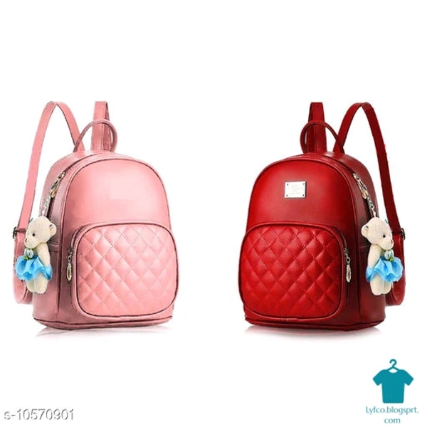 Catalog Name:*New Stylish Girls Backpacks*Material: PUNo. of Compartments: 1Pattern: SolidMultipack: 2 - Free size