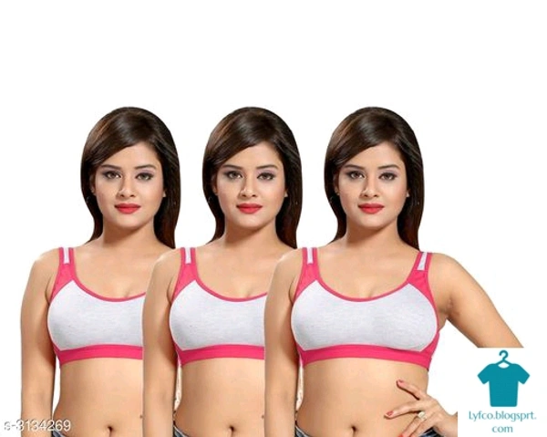 Catalog Name:*Trendy Women's Cotton Solid Non-Padded Sports Bra Combo Vol 3* - 28A