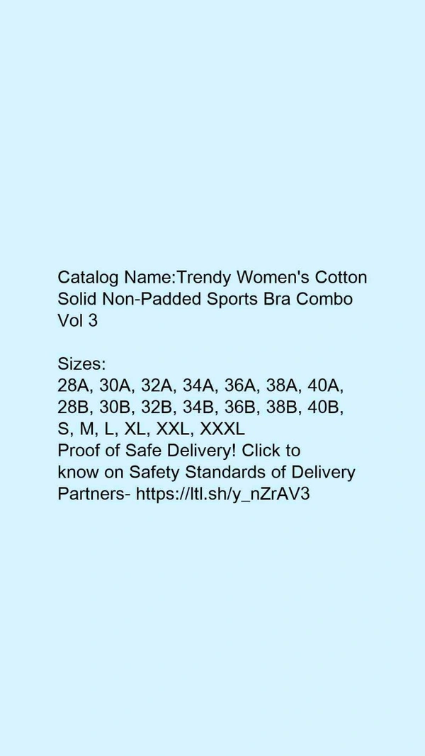 Catalog Name:*Trendy Women's Cotton Solid Non-Padded Sports Bra Combo Vol 3* - 34A