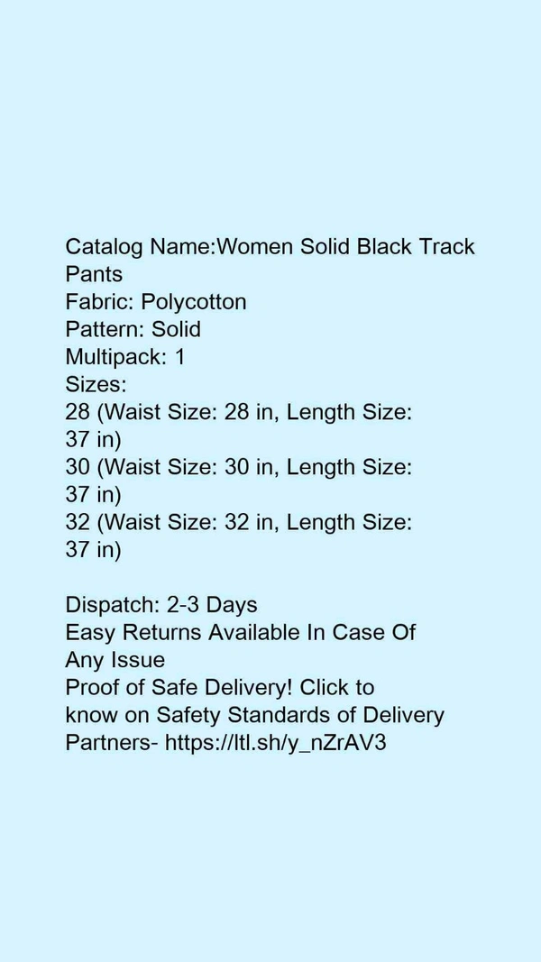 Catalog Name:*Women Solid Black Track Pants*Fabric: PolycottonPattern: SolidMultipack: 1 - 28