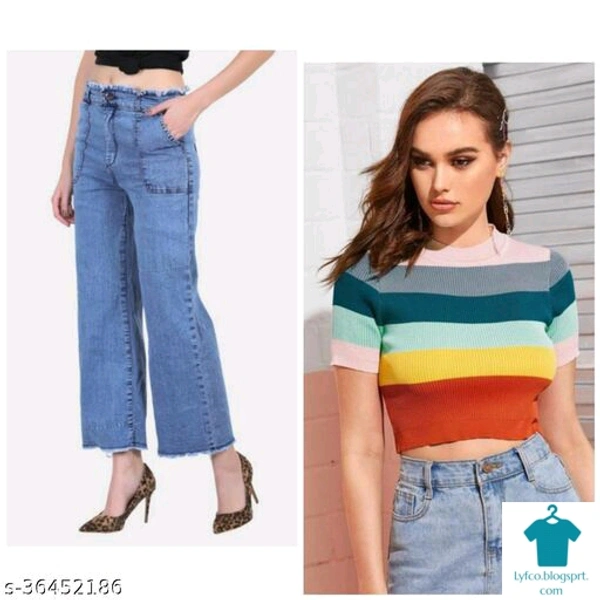 Catalog Name:*Urbane Feminine Women Top & Bottom Sets*Top Fabric: Cotton BlendBottom Fabric: DenimSleeve Length: Short SleevesMultipack: 1 - L