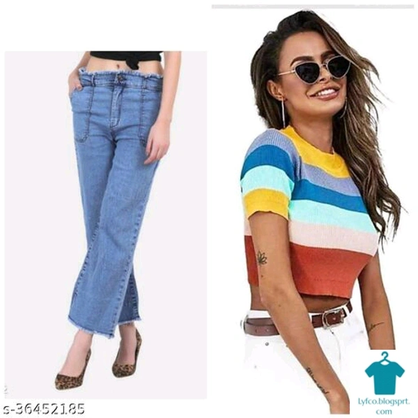 Catalog Name:*Urbane Feminine Women Top & Bottom Sets*Top Fabric: Cotton BlendBottom Fabric: DenimSleeve Length: Short SleevesMultipack: 1 - L