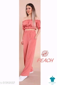 Catalog Name:*Classic Partywear Women Top & Bottom Sets*Top Fabric: RayonBottom Fabric: RayonSleeve Length: Short SleevesMultipack: 1 - Red