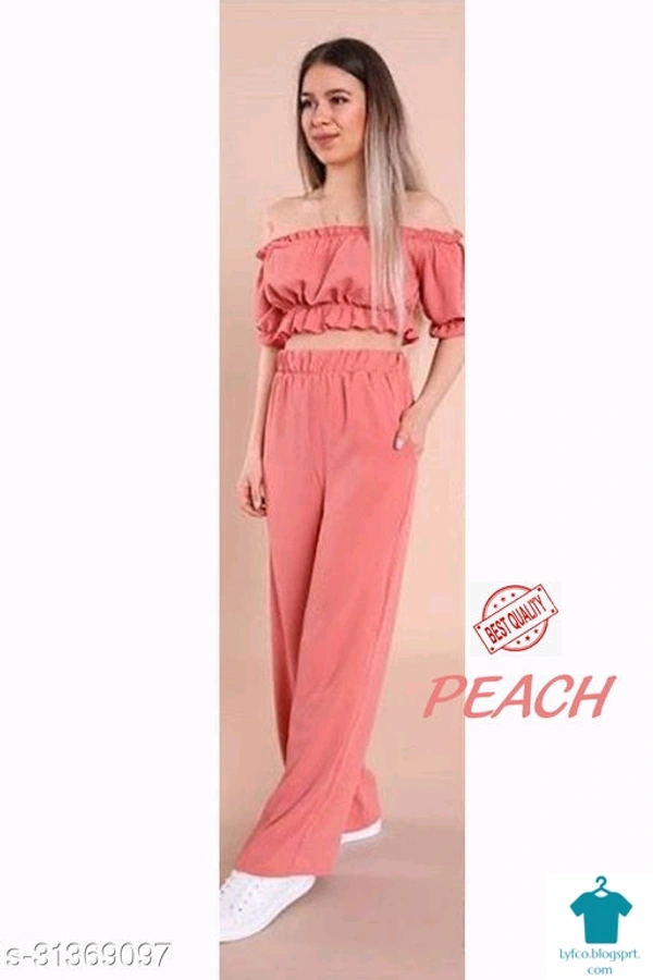 Catalog Name:*Classic Partywear Women Top & Bottom Sets*Top Fabric: RayonBottom Fabric: RayonSleeve Length: Short SleevesMultipack: 1 - Red