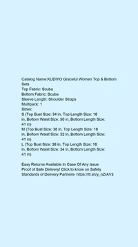 Catalog Name:*KUDIYO Graceful Women Top & Bottom Sets*Top Fabric: ScubaBottom Fabric: ScubaSleeve Length: Shoulder StrapsMultipack: 1 - XXL