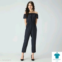 Catalog Name:*Urbane Designer Women Jumpsuits*Fabric: Poly CrepeSleeve Length: SleevelessPattern: SolidMultipack: 1 - L