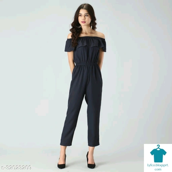 Catalog Name:*Urbane Designer Women Jumpsuits*Fabric: Poly CrepeSleeve Length: SleevelessPattern: SolidMultipack: 1 - L