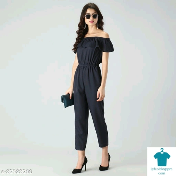 Catalog Name:*Urbane Designer Women Jumpsuits*Fabric: Poly CrepeSleeve Length: SleevelessPattern: SolidMultipack: 1 - L