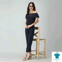 Catalog Name:*Urbane Designer Women Jumpsuits*Fabric: Poly CrepeSleeve Length: SleevelessPattern: SolidMultipack: 1 - S