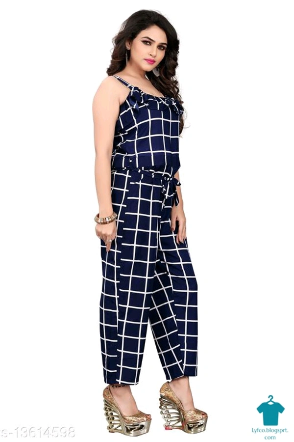 Catalog Name:*Stylish Ravishing Women Jumpsuits*Fabric: CrepeSleeve Length: SleevelessPattern: CheckedMultipack: 1 - S
