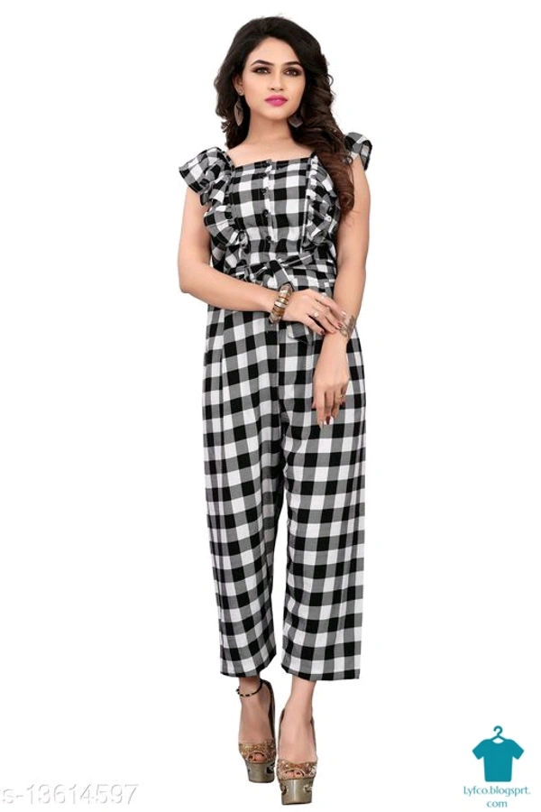 Catalog Name:*Stylish Ravishing Women Jumpsuits*Fabric: CrepeSleeve Length: SleevelessPattern: CheckedMultipack: 1 - XS