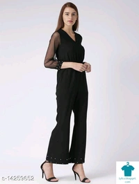 Catalog Name:*Trendy Modern Women Jumpsuits*Fabric: CrepeSleeve Length: Sleeveless,Three-Quarter SleevesPattern: PrintedMultipack: 1 - L