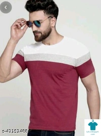 Catalog Name:*Stylish Latest Men Tshirts*Fabric: Cotton BlendSleeve Length: Short SleevesPattern: ColorblockedMultipack: 1 - M