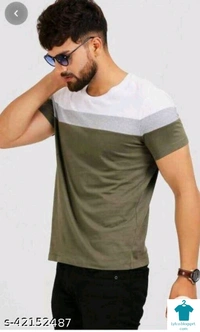 Catalog Name:*Stylish Latest Men Tshirts*Fabric: Cotton BlendSleeve Length: Short SleevesPattern: ColorblockedMultipack: 1 - L