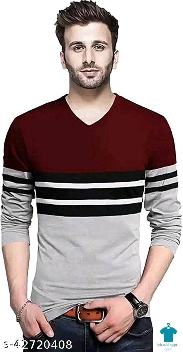 Catalog Name:*Urbane Designer Men Tshirts*Fabric: CottonSleeve Length: Long Sleeves,Short SleevesPattern: Striped,ColorblockedMultipack: 1 - XL