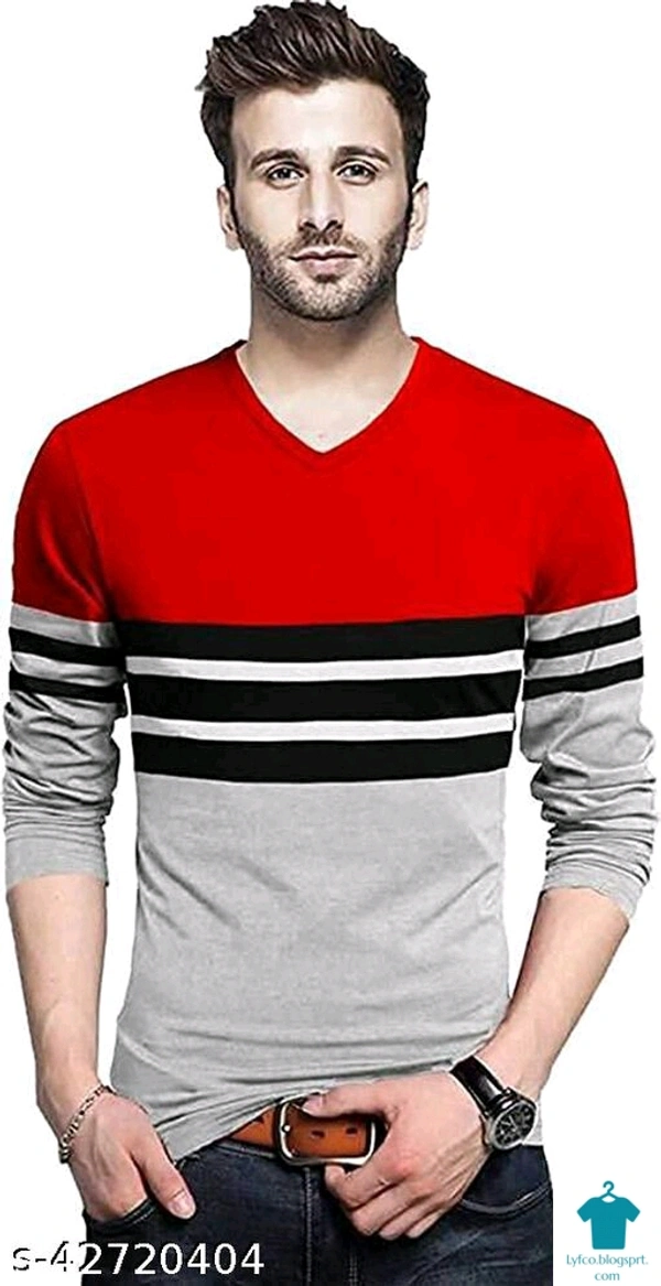 Catalog Name:*Urbane Designer Men Tshirts*Fabric: CottonSleeve Length: Long Sleeves,Short SleevesPattern: Striped,ColorblockedMultipack: 1 - L