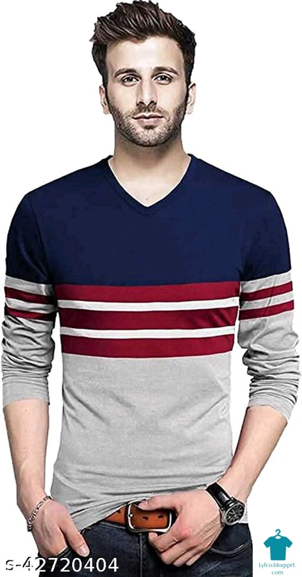 Catalog Name:*Urbane Designer Men Tshirts*Fabric: CottonSleeve Length: Long Sleeves,Short SleevesPattern: Striped,ColorblockedMultipack: 1 - S
