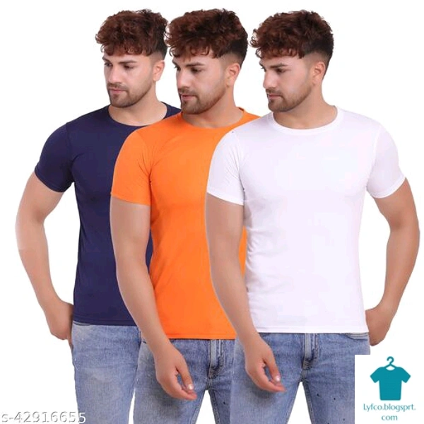 Catalog Name:*Pretty Elegant Men Tshirts*Fabric: LycraSleeve Length: Short SleevesPattern: SolidMultipack: 3 - XXL