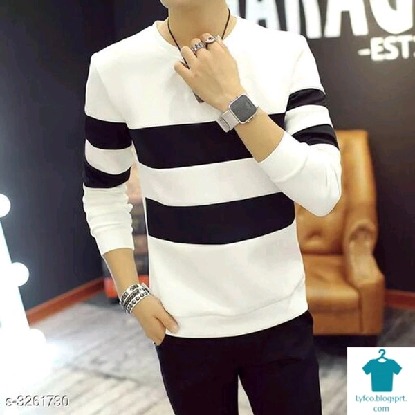 Catalog Name:*Sia Stylish Cotton Men's Striped T-Shirts Vol 2*Fabric: CottonSleeve Length: Short Sleeves,Long SleevesPattern: Colorblocked,PrintedMultipack: 1 - Colour- Black