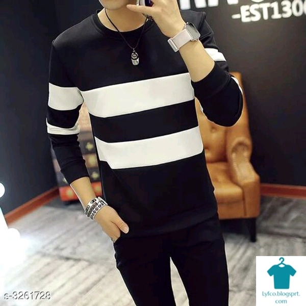 Catalog Name:*Sia Stylish Cotton Men's Striped T-Shirts Vol 2*Fabric: CottonSleeve Length: Short Sleeves,Long SleevesPattern: Colorblocked,PrintedMultipack: 1 - Colour- Black