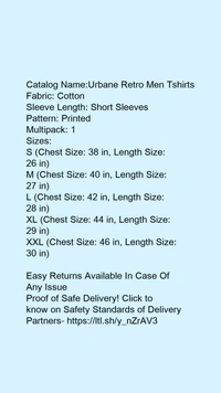 Catalog Name:*Urbane Retro Men Tshirts*Fabric: CottonSleeve Length: Short SleevesPattern: PrintedMultipack: 1 - L