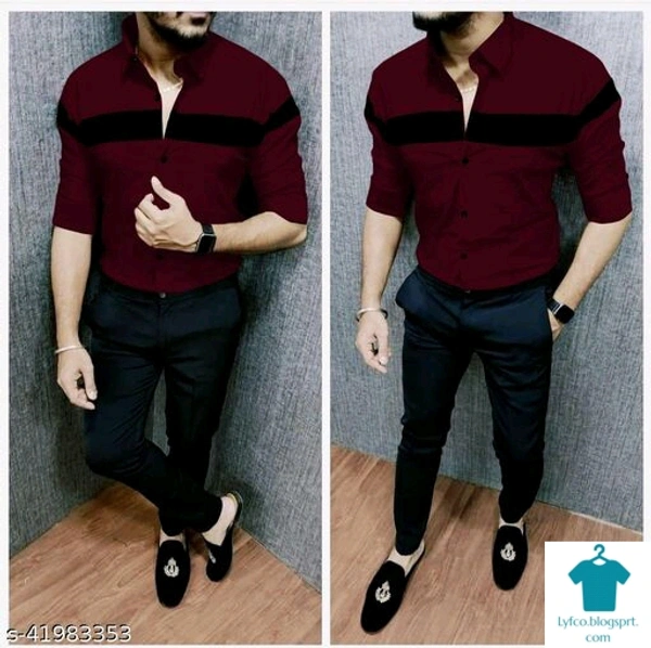 Catalog Name:*Trendy Fashionable Men Shirts*Fabric: Cotton - Maroon, S