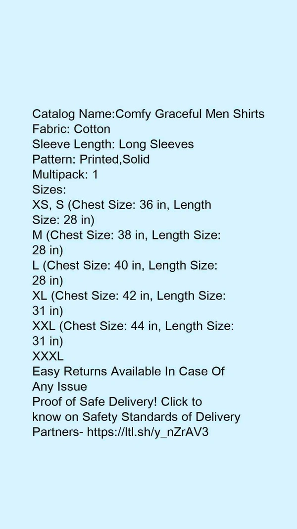 Catalog Name:*Comfy Graceful Men Shirts*Fabric: CottonSleeve Length: Long SleevesPattern: Printed,SolidMultipack: 1 - XS, Colour- Red