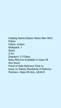 Catalog Name:*Classic Retro Men Shirt Fabric*Fabric: CottonMultipack: 1 - S
