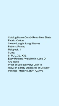 Catalog Name:*Comfy Retro Men Shirts*Fabric: CottonSleeve Length: Long SleevesPattern: PrintedMultipack: 1 - L