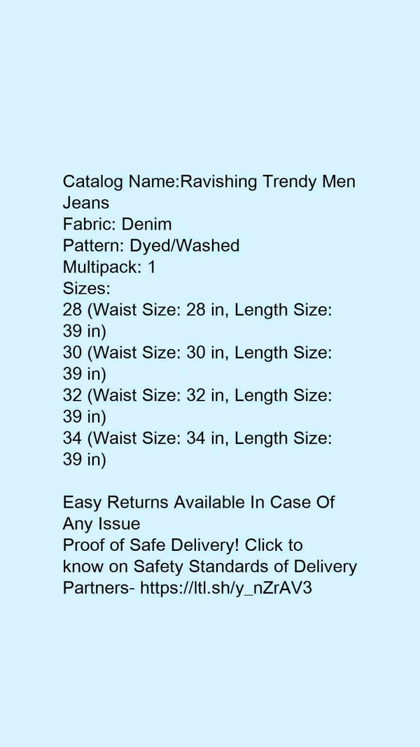 Catalog Name:*Ravishing Trendy Men Jeans*Fabric: DenimPattern: Dyed/WashedMultipack: 1 - 46