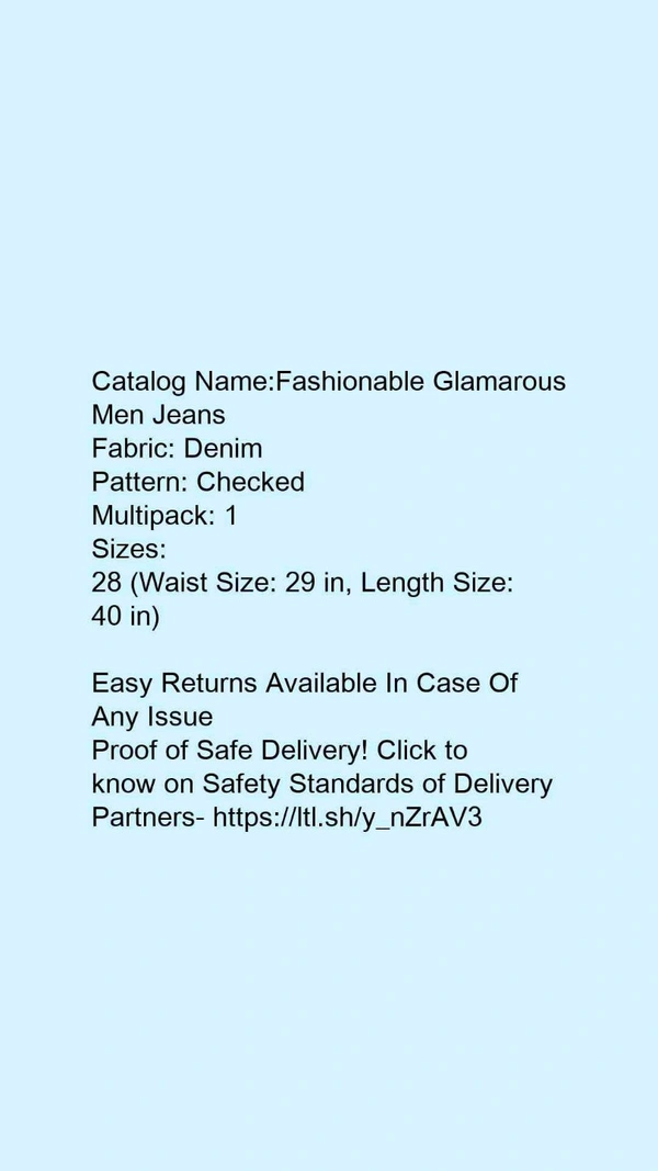 Catalog Name:*Fashionable Glamarous Men Jeans*Fabric: DenimPattern: CheckedMultipack: 1 - 28