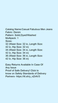 Catalog Name:*Casual Fabulous Men Jeans*Fabric: DenimPattern: Solid,Dyed/WashedMultipack: 1 - 34