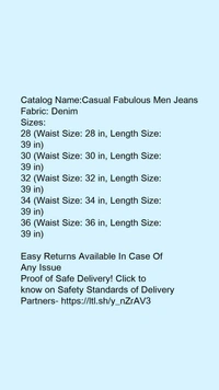 Catalog Name:*Casual Fabulous Men Jeans*Fabric: DenimPattern: Solid,Dyed/WashedMultipack: 1 - 32