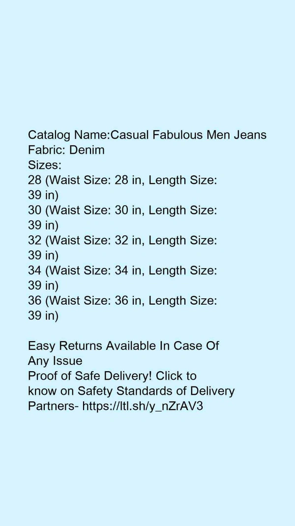 Catalog Name:*Casual Fabulous Men Jeans*Fabric: DenimPattern: Solid,Dyed/WashedMultipack: 1 - 34